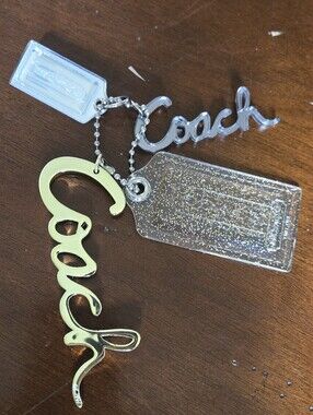 Lot of Coach Mixed Script Keychain Bag  Charm - Gold & Silver